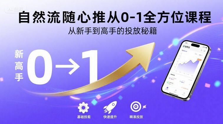 自然流随心推从0-1全方位课程,从新手到高手的投放秘籍