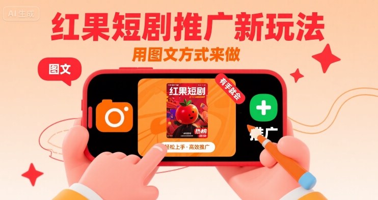 红果短剧推广新玩法,用图文方式来做,有手就会