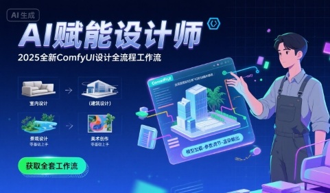 AI赋能设计师， 2025全新comfyui设计全流程工作流 ，室内-建筑-景观-美术，零基础直接上手