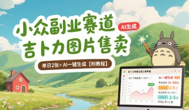 小众副业赛道 吉卜力图片售卖 单日2张+ AI一键生成【附教程】