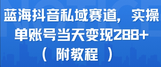 蓝海抖音私域赛道,实操单账号当天变现288+(附教程)