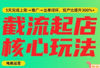 淘宝截流快速起店玩法，掌握暴力快速起店的流程，5天完成上架-推广-出单闭环