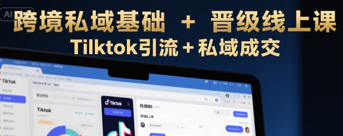跨境私域基础+晋级线上课，Tilktok引流+私域成交