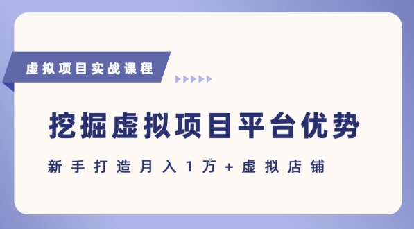 抓住虚拟项目各平台优势,新手轻松月入1W+(给出具体建议)