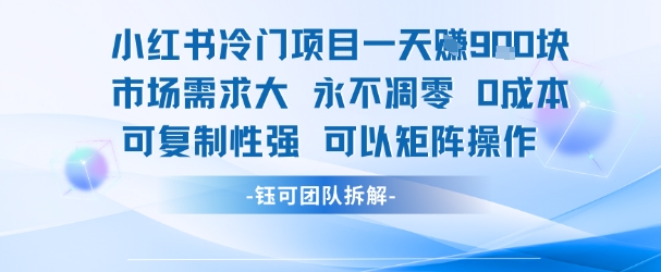 小红书冷门项目一天收益9张,市场需求大,0成本,可复制性强可以矩阵操作