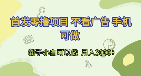 首发零撸项目 不看广告 手机可做 新手小白可以做 月入3k+【揭秘】