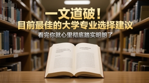 付费文章:一文道破!目前最佳的大学专业选择建议,看完你就心里彻底踏实明朗了