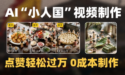 爆款1000W+播放微缩景观迷你小人国AI视频0成本制作全流程教学