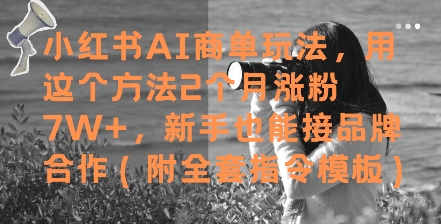 小红书AI商单玩法,用这个方法2个月涨粉7W+,新手也能接品牌合作(附全套指令模板)