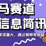 黑马赛道每日信息简讯，起号超级快自带流量大，通过视频号收益【揭秘】