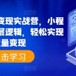 抖音小程序变现实战营，小程序变现的底层逻辑，轻松实现流量变现
