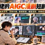 某大佬的AIGC漫剧短剧教学，覆盖AI剧本改写、定制分镜、智能配音、模型渲染、剪辑成片全流程