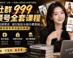 某社群999视频号全套课程，AI剧情短视频带货、短引短挂与微付费落地，手把手搭建视频号带货盈利体系