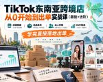 TikTok东南亚跨境店从0开始到出单实战课（基础+进阶），店铺搭建、选品发货、达人对接、GMV投流，学完直接落地出单