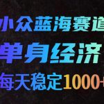 小众蓝海赛道，单身经济，每天稳定1000+，新手友好、门槛极低【揭秘】