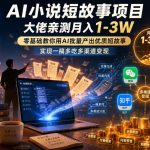 AI小说短故事项目，大佬亲测月入1-3W，零基础教你用AI批量产出优质短故事，实现一稿多吃多渠道变现（更新0710）