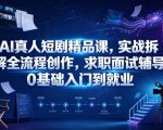 AI真人短剧精品课，实战拆解全流程创作，求职面试辅导，0基础入门到就业
