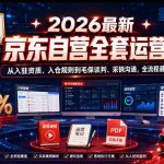 2026最新京东自营全套运营课，从入驻资质、入仓规则到毛保谈判、采销沟通，全流程避坑落地