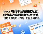 ozon电商平台精细化运营，结合实战案例解析平台活动、促销设置与退货策略，助你规避风险、提升销量