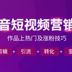 抖音短视频运营班，一门课学会作品上热门及涨粉技巧，引流转化剪辑变现（2026年5月）