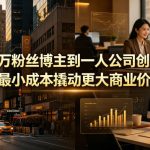 从百万粉丝博主到一人公司创始人，用最小成本撬动更大商业价值