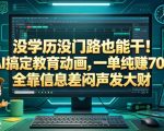 没学历没门路也能干！用AI搞定教育动画，一单纯賺700+，全靠信息差闷声发大财【揭秘】