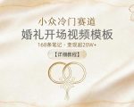 小众冷门赛道，婚礼开场视频模板，168条笔记，变现超20W+【详细教程】