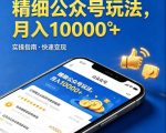 精细化公众号玩法，我们给你提供文章，你来负责发布，收益可观，月入1W+【揭秘】