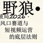 野狼团队·多平台实操运营课，覆盖AI口播、服装、好物、漫剪等热门玩法（更新4月29日）