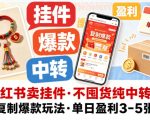 小红书卖挂件，不囤货纯中转复制爆款玩法，单日盈利3-5张