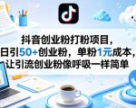 抖音创业粉打粉项目，日引50+创业粉，单粉1元成本，让引流创业粉像呼吸一样简单