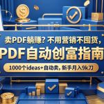 卖PDF躺賺？不用营销不囤货，PDF自动创富指南，1000个ideas+自动卖，新手月入9k刀【原创双语字幕】