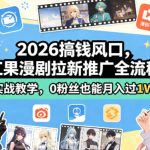 2026搞钱风口，红果漫剧拉新推广全流程实战教学，0粉丝也能月入过1W