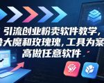 引流创业粉卖软件教学，以鲁大魔和玫瑰工具为案例，可做任意软件