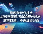 撸即梦积分技术，499充值得15000积分技术，效果自测，不保证百分百