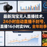 最新淘宝无人直播技术，24小时自动直播不封号，直播16小时卖9W，全年旺季【揭秘】