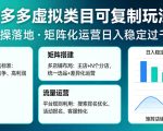 拼多多虚拟类目可复制玩法，实操落地，矩阵化日入稳定过千【揭秘】