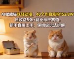 AI赋能猫咪轻动漫，40个作品涨粉152.8W，日收益5张+副业标杆赛道，新手直接上手，保姆级玩法拆解
