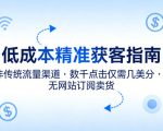 低成本精准获客指南，用非传统流量渠道，实现数千点击仅需几美分，不用网站也能搞订阅卖货