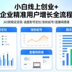 小白线上短视频创业+企业精准用户增长全流程，涵盖账号定位、涨粉起号，直播间搭建等，从0做到稳定变现