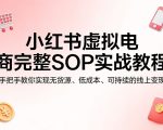 小红书虚拟电商完整SOP实战教程，手把手教你，实现无货源、低成本、可持续的线上变现