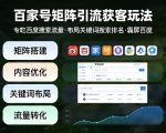 百家号矩阵引流获客玩法，专吃百度搜索流量，布局关键词搜索排名，霸屏百度