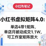 小红书虚拟矩阵4.0：单店4带1矩阵，单店月被动成交1.1W，可工作室矩阵放大