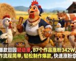 爆款田园轻动漫，87个作品涨粉342W，制作流程简单，轻松制作爆款，快速涨粉变现
