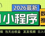 2026最新AI数字人小程序推广项目，当天做当天出收益，发发视频，日入9张【揭秘】