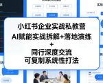 小红书企业实战私教营，AI赋能实战拆解+落地演练+同行深度交流，可复制系统性打法