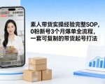 素人短视频带货实操经验完整SOP，0粉新号3个月爆单全流程，一套可复制的带货起号打法
