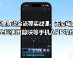 影视解说全流程实战课，无需电脑，全程使用剪映等手机APP操作