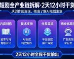 A短剧全产业链拆解，2天12小时全程干货输出，彻底的了解AI短剧是一门什么生意