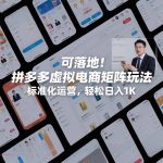 可落地！拼多多虚拟电商矩阵玩法，标准化运营，轻松日入1K+【揭秘】